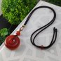 Red Agate Pendant Necklace Icy Translucent Clean Hand Carved Peace Buckle Donut