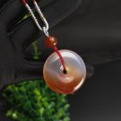 Smoky Purple Orange Agate Pendant Necklace Icy Translucent Clean Hand Carved Peace Buckle Donut