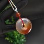 Smoky Purple Orange Agate Pendant Necklace Icy Translucent Clean Hand Carved Peace Buckle Donut