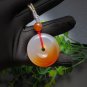 Smoky Purple Orange Agate Pendant Necklace Icy Translucent Clean Hand Carved Peace Buckle Donut