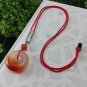 Smoky Purple Orange Agate Pendant Necklace Icy Translucent Clean Hand Carved Peace Buckle Donut