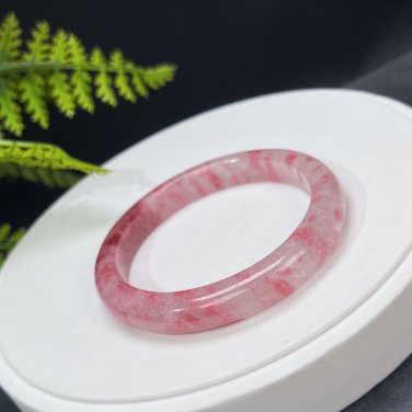 Cherry Blossom Rhodonite Bangle 57MM Icy Translucent Crystallization