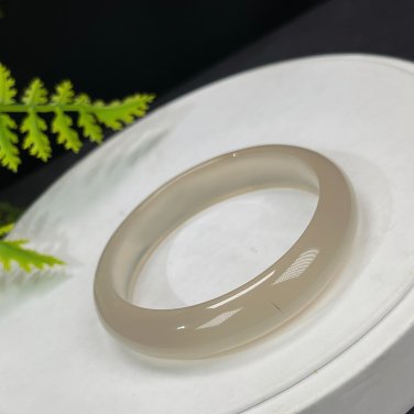 Light Champagne Gray Agate Bangle 52+MM High Icy Transparent Clean