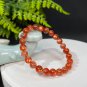 Ultra Rare Fiery Sunstone Beaded Bracelet 7.5mm Icy Clean Golden Glitters Orange Red