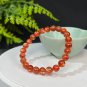 Ultra Rare Fiery Sunstone Beaded Bracelet 7.5mm Icy Clean Golden Glitters Orange Red