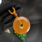 Gradient Orange Agate Pendant Icy Translucent Clean Dragon Scales Pattern Hand Carved Peace Buckle