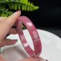 Cherry Blossom Rhodonite Bangle 57+MM Icy Translucent Crystallization Straight Cut Square Edge