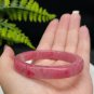 Cherry Blossom Rhodonite Bangle 57+MM Icy Translucent Crystallization Straight Cut Square Edge