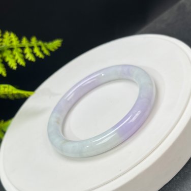 Natural Jadeite Bangle 55MM Certificated Grade A Lavender Faint Green Fei Cui Traditional Jade