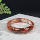 Ox Blood Red Phantom Quartz Bangle 53MM Icy Transparent Rainbow Multi-inclusions Ghost Crystal