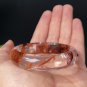 Ox Blood Red Phantom Quartz Bangle 53MM Icy Transparent Rainbow Multi-inclusions Ghost Crystal