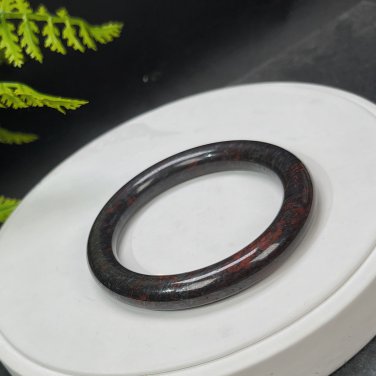 Rosa Iddingsite Bangle 53MM Dark Red Floating Flowers Round