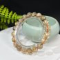 Rutilated Quartz Beaded Bracelet 9.5mm Icy Transparent Cat's Eye Golden Hair Crystal Stacking