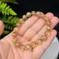 Rutilated Quartz Beaded Bracelet 9.5mm Icy Transparent Cat's Eye Golden Hair Crystal Stacking