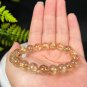 Rutilated Quartz Beaded Bracelet 9.5mm Icy Transparent Cat's Eye Golden Hair Crystal Stacking