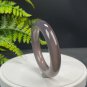 Deep Smoky Gray Agate Bangle 56MM High Icy Translucent Clean Chunky Round
