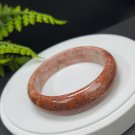 Deep Orange Red Fossilized Coral Bangle 61MM Porcelain Luster Timeless Flowers Phoenix Tail