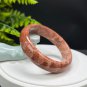Deep Orange Red Fossilized Coral Bangle 61MM Porcelain Luster Timeless Flowers Phoenix Tail