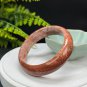Deep Orange Red Fossilized Coral Bangle 61MM Porcelain Luster Timeless Flowers Phoenix Tail