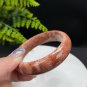 Deep Orange Red Fossilized Coral Bangle 61MM Porcelain Luster Timeless Flowers Phoenix Tail