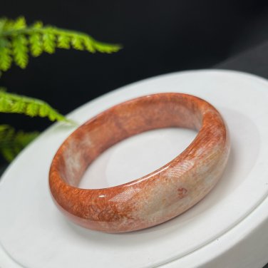 Gradient Orange White Fossilized Coral Bangle 58MM Porcelain Luster Phoenix Tail