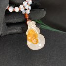 Agate Pendant Necklace Icy Translucent Clean Lychee White Honey Sugar Hand Carved Calabash Ruyi