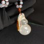 Agate Pendant Necklace Icy Translucent Clean Lychee White Honey Sugar Hand Carved Calabash Ruyi