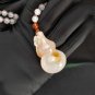 Agate Pendant Necklace Icy Translucent Clean Lychee White Honey Sugar Hand Carved Calabash Ruyi