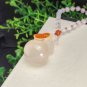 Agate Pendant Necklace Icy Translucent Clean Lychee White Honey Sugar Hand Carved Calabash Ruyi