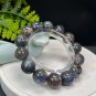 Lepidolite Kyanite Beaded Bracelet 16.5mm Flash Icy Crystallization Large Beads Blue