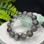 Lepidolite Kyanite Beaded Bracelet 16.5mm Flash Icy Crystallization Large Beads Blue