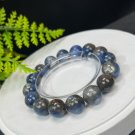 Lepidolite Kyanite Beaded Bracelet 13.5mm Flash Icy Crystallization Blue