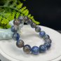 Lepidolite Kyanite Beaded Bracelet 13.5mm Flash Icy Crystallization Blue