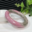 Pink Rhodonite Bangle 50MM Landscape Painting Chunky Round
