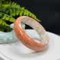 Fossilized Coral Bangle 56MM Gradient Pink White Porcelain Luster Lemon Blossom Phoenix Tail