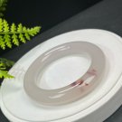 White Agate Bangle 59MM High Icy Translucent Ethereal Blossoms Chunky Round