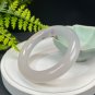 White Agate Bangle 59MM High Icy Translucent Ethereal Blossoms Chunky Round