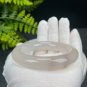White Agate Bangle 59MM High Icy Translucent Ethereal Blossoms Chunky Round
