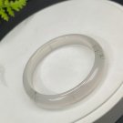 White Agate Bangle 52+MM Icy Translucent Floating Green Cinnabar Dotted