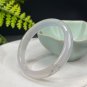 White Agate Bangle 52+MM Icy Translucent Floating Green Cinnabar Dotted