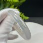 White Agate Bangle 52+MM Icy Translucent Floating Green Cinnabar Dotted