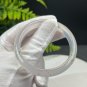 White Agate Bangle 52+MM Icy Translucent Floating Green Cinnabar Dotted
