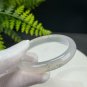 White Agate Bangle 52+MM Icy Translucent Floating Green Cinnabar Dotted