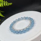 Aquamarine Beaded Bracelet 8.7mm Icy Translucent Blue Stacking