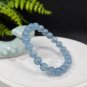 Aquamarine Beaded Bracelet 8.7mm Icy Translucent Blue Stacking