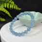 Aquamarine Beaded Bracelet 8.7mm Icy Translucent Blue Stacking