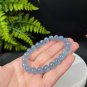 Aquamarine Beaded Bracelet 8.7mm Icy Translucent Blue Stacking