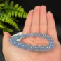 Aquamarine Beaded Bracelet 8.7mm Icy Translucent Blue Stacking