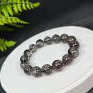 Tourmalinated Quartz Beaded Bracelet 13mm Icy Translucent Intergrowth Copper Rutilated Quartz