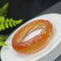 Orange Red Agate Bangle 58MM High Icy Translucent Hand Carved Nine Tailed Fox Plum Blossom